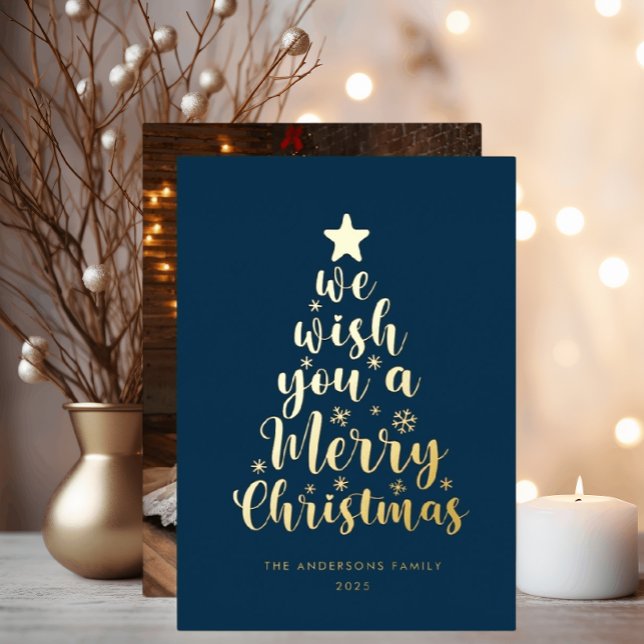 Minimal Script Navy Blue Merry Christmas  (Creator Uploaded)