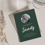 Minimal Script Photo 70th Birthday Emerald  Invitation<br><div class="desc">An elegant "70th Birthday" party invitation design with personalised photo,  modern typography and custom text.</div>
