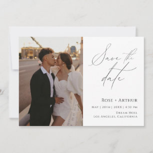 Minimal Script Photo Save The Date Invitation