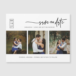 Minimal Script Photo Save the Date Magnetic Card