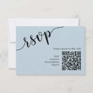 Minimal Script QR Code Light Blue RSVP Card