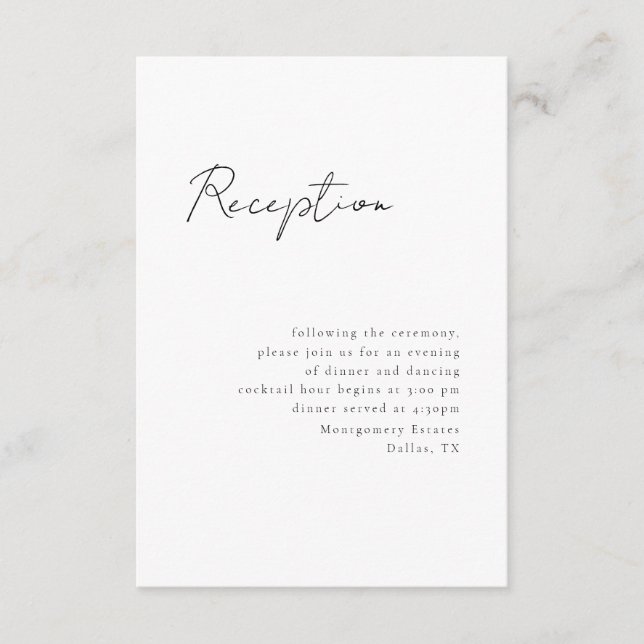 Minimal Script Reception Enclosure Card (Front)