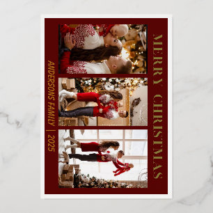 Minimal Script Red Merry Christmas Foil card