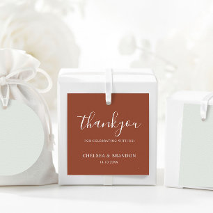 Minimal Script Rustic Terracotta Wedding Thank You Favour Tags