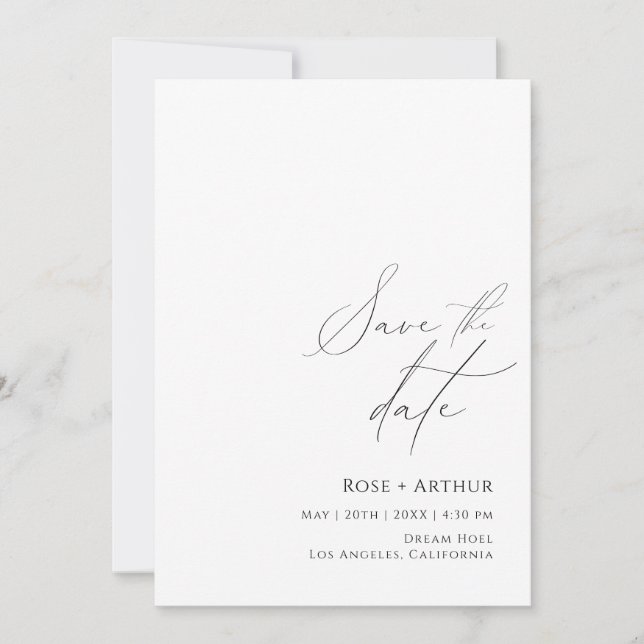  Minimal Script Save The Date Invitation (Front)