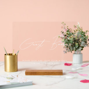 Minimal Script Sign Our Guest Book Wedding White 