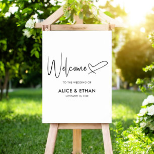 Minimal Script Signature Heart Welcome Wedding Poster