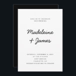 Minimal Script Simple Modern Black White Wedding Invitation<br><div class="desc">Minimal Script Simple Modern Black White Wedding Invitation Editable Template</div>