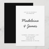 Minimal Script Simple Modern Black White Wedding