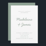 Minimal Script Simple Modern Sage Green Wedding Invitation<br><div class="desc">Minimal Script Simple Modern Sage Green Wedding Invitation Editable Template</div>
