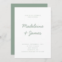 Minimal Script Simple Modern Sage Green Wedding