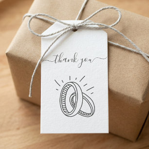 Minimal Script Thank You with Wedding Rings Gift Tags