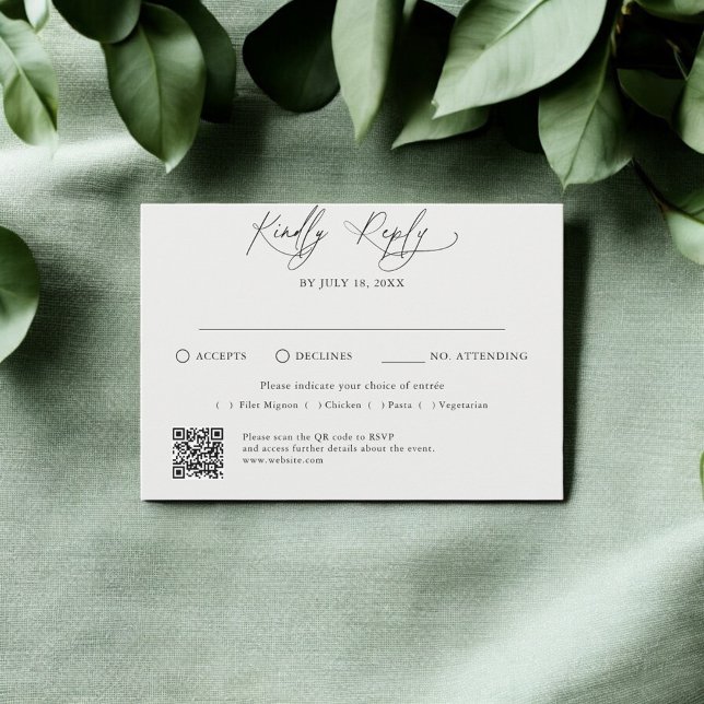 Minimal Script Traditional QR Code RSVP  Card (Creator Uploaded)