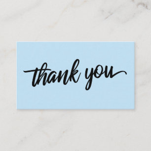 Minimal Script Typography Baby Blue Thank You Enclosure Card