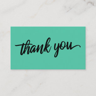 Minimal Script Typography Biscay Green Thank You Enclosure Card