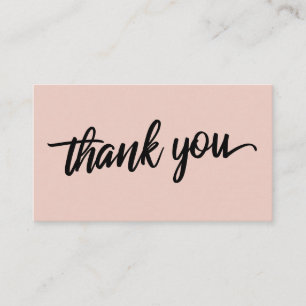 Minimal Script Typography Blush Pink Thank You Enclosure Card