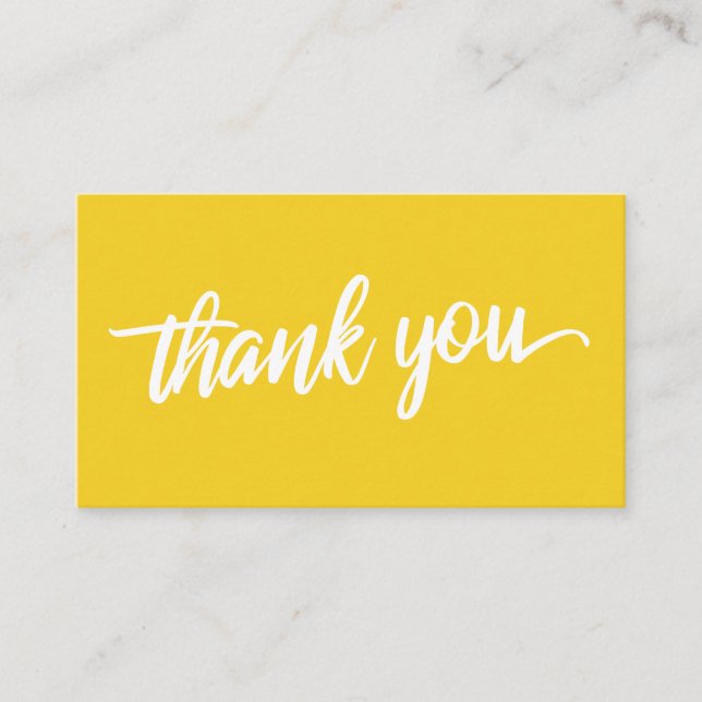 Minimal Script Typography Bold Yellow Thank You Enclosure Card (Front)