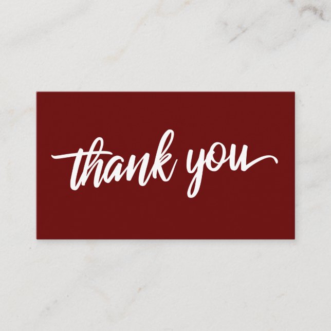 Minimal Script Typography Burgundy Red Thank You Enclosure Card (Front)