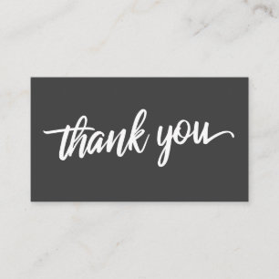 Minimal Script Typography Dark Grey Thank You Enclosure Card