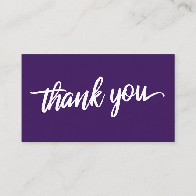 Minimal Script Typography Dark Purple Thank You Enclosure Card (Front)