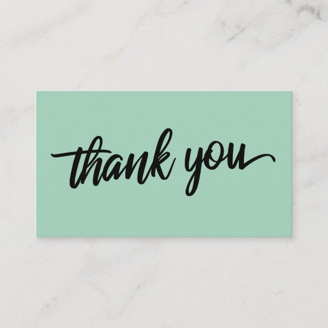 Minimal Script Typography Light Green Thank You Enclosure Card (Front)