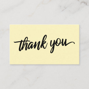 Minimal Script Typography Light Yellow Thank You Enclosure Card