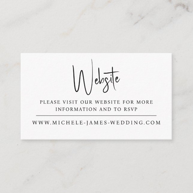 Minimal Script Typography Wedding Website Enclosure Card (Front)