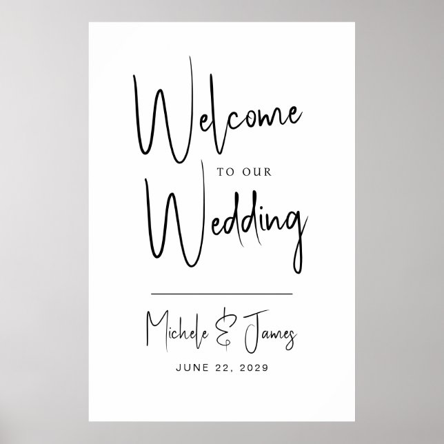 Minimal Script Typography Wedding Welcome Poster (Front)