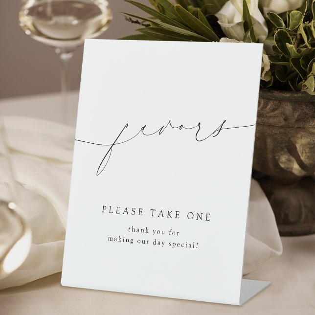 Minimal Script wedding favours please take one sig Pedestal Sign (Minimal Script wedding favors please take one sign)