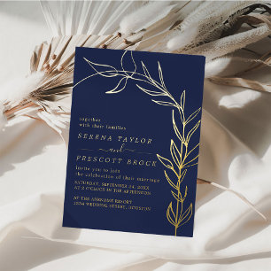 Minimal Script Wedding Real Foil Invitation