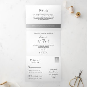 Minimal Script Wedding Tri-Fold Invitation