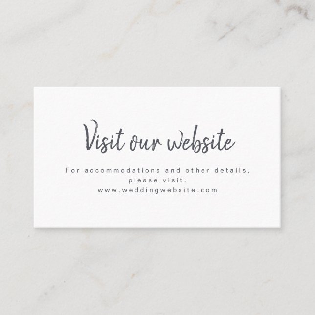 Minimal script wedding website Insert card (Front)