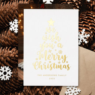 Minimal Script White Foil Merry Christmas
