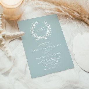 Minimal Sea Glass Nautical Coral Reef Wedding Invitation