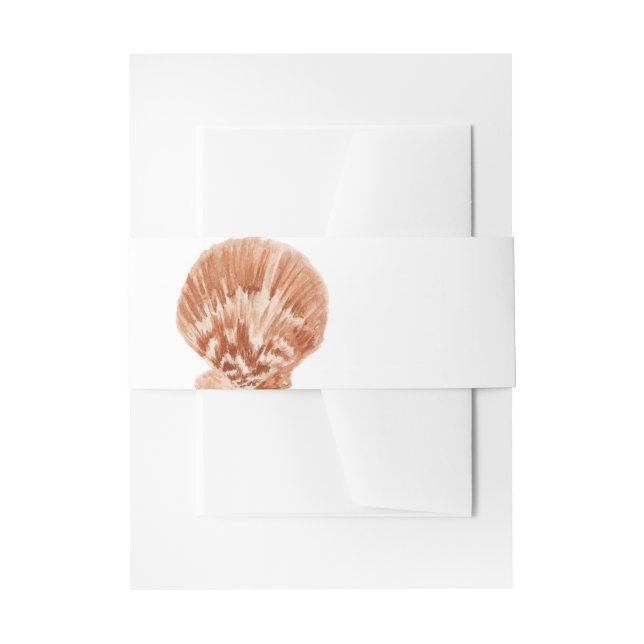Minimal Sea Shell Invitation Belly Band (Tan) (Front Example)