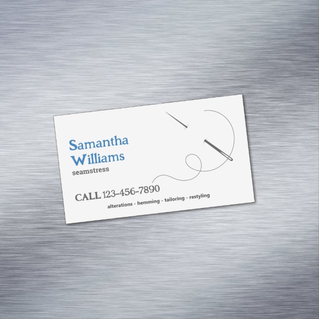 Minimal Seamstress Magnetic Business Card (In Situ)