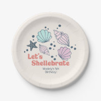 Minimal Seashell Birthday Paper Plate 