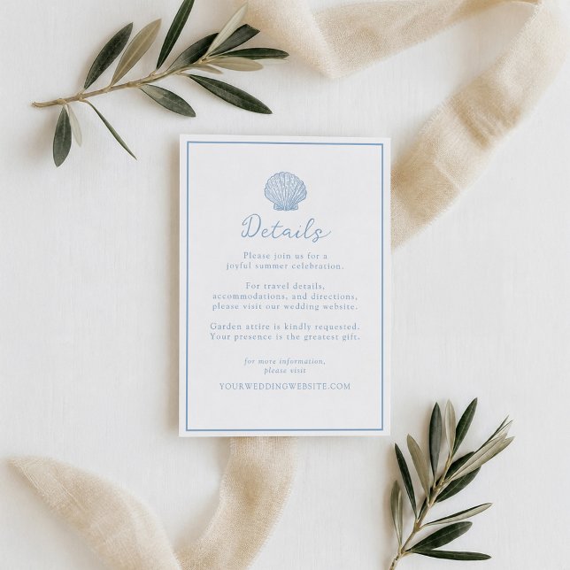 Minimal Seashell Wedding Details Card (Creator Uploaded)