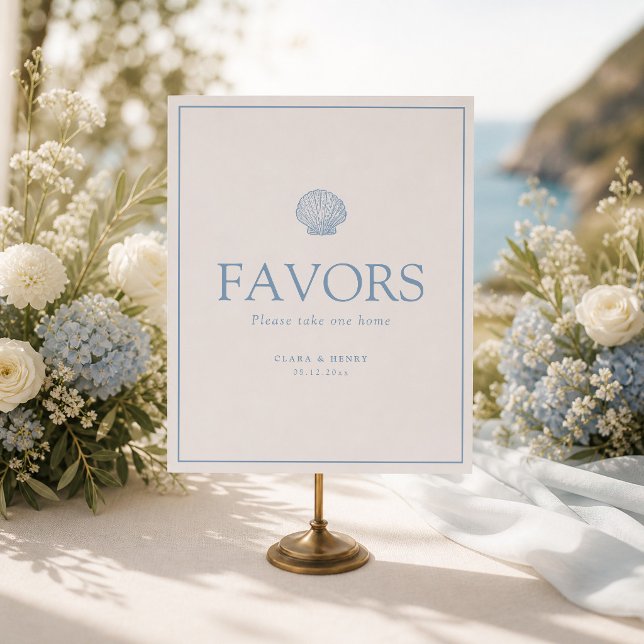 Minimal Seashell Wedding Favours Sign (Creator Uploaded)