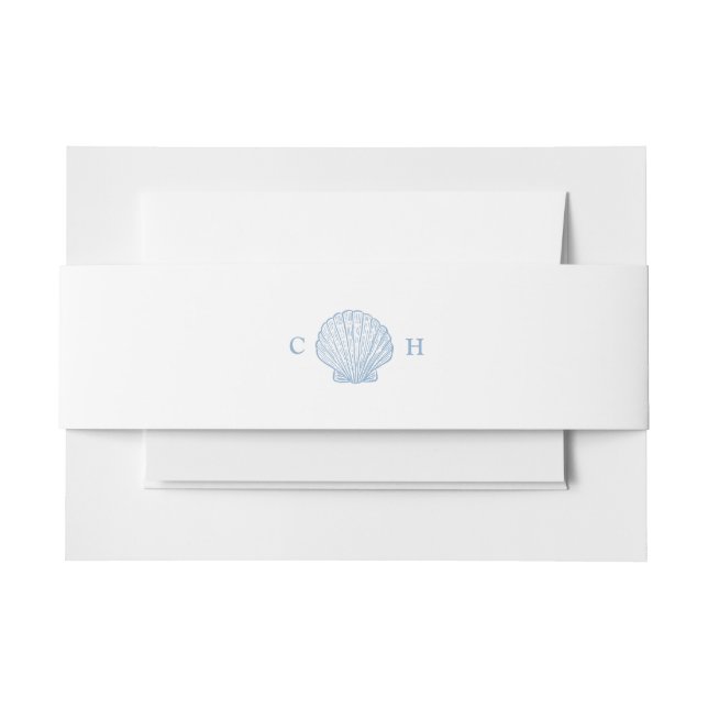 Minimal Seashell Wedding Invitation Belly Band (Front Example)