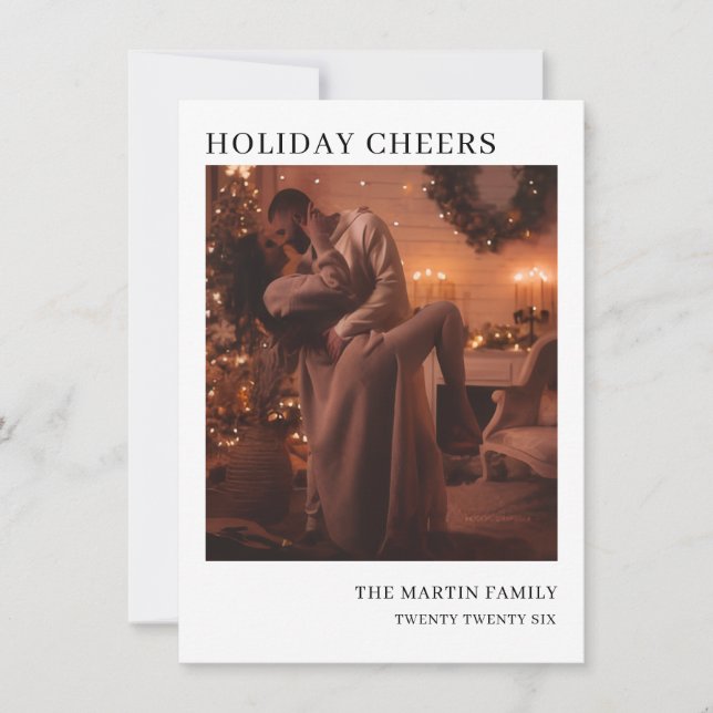 Minimal Season’s Greetings Holiday Photo Greeting Card (Front)