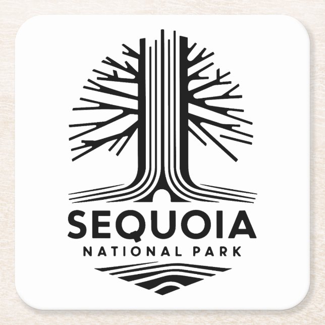 Minimal Sequoia National Park Square Paper Coaster (Front)