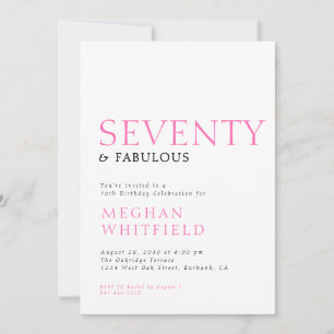Minimal Seventy and Fabulous 70th Birthday Party Invitation