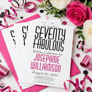 Minimal Seventy and Fabulous 70th Birthday Party Invitation
