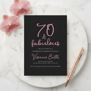 Minimal Seventy and Fabulous 70th Birthday Party Invitation