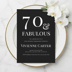Minimal Seventy and Fabulous 70th Birthday Party Invitation
