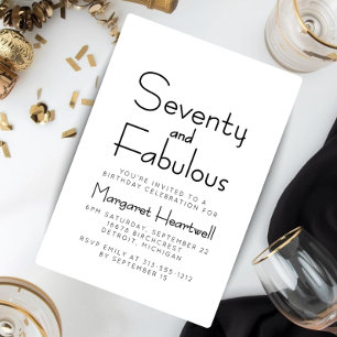 Minimal Seventy and Fabulous 70th Birthday Party Invitation