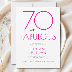 Minimal Seventy and Fabulous 70th Birthday Party Invitation