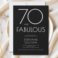 Minimal Seventy and Fabulous Birthday Party Black