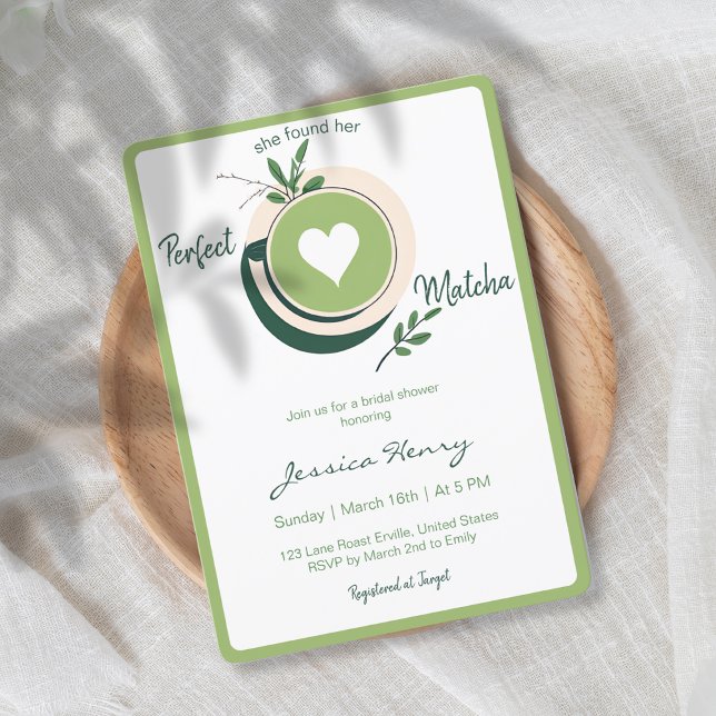 Minimal She Found Her Matcha Bridal Shower  Invitation (Creator Uploaded)